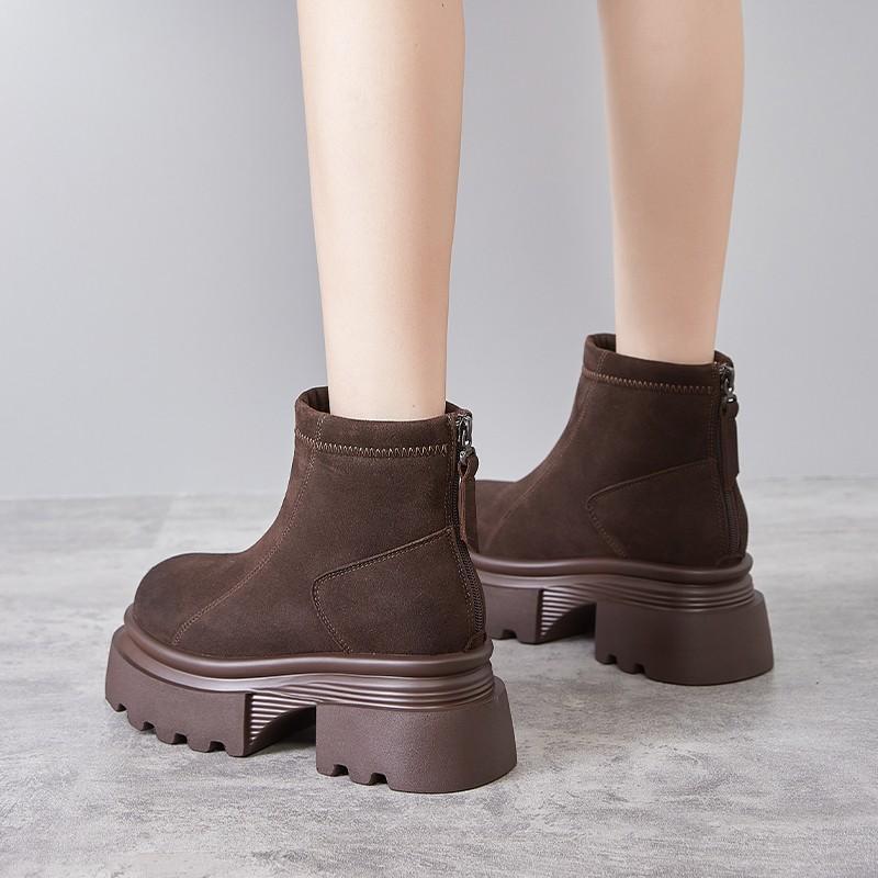 Thick-soled Snow Boots Women's Winter 2025 New Velvet Thickened Outer Wear Warm and Heightened Versatile Short Martin Boots