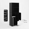 Multifunctional Bookshelf with Open Storage, Doors and Drawers, Black-White, Modern Style, Storage Cabinet for Bedroom and Living Room