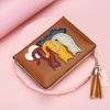 Women’s Cute Cat Pattern Short Wallet PU Leather Bifold Wallet Zipper Coin Purse Card Holder Tassel Mini Wallet for Girls and Ladies