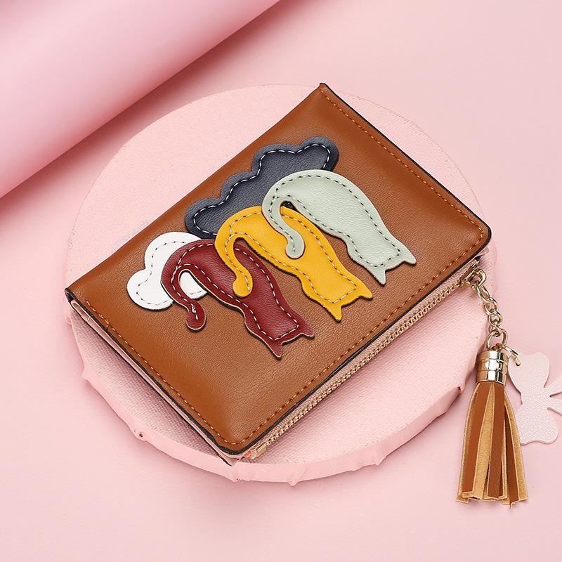 

Маленький кошелек с несколькими отделениями, брелок, кошелек Zero, короткий женский кошелек коричневый