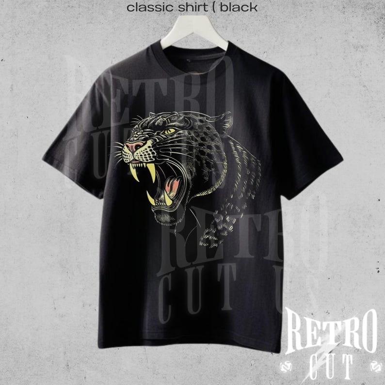 Retro Panther TShirt Vintage 90s Animal Graphic Tee Wild Panther Shirt Distress Unisex T-Shirt XL