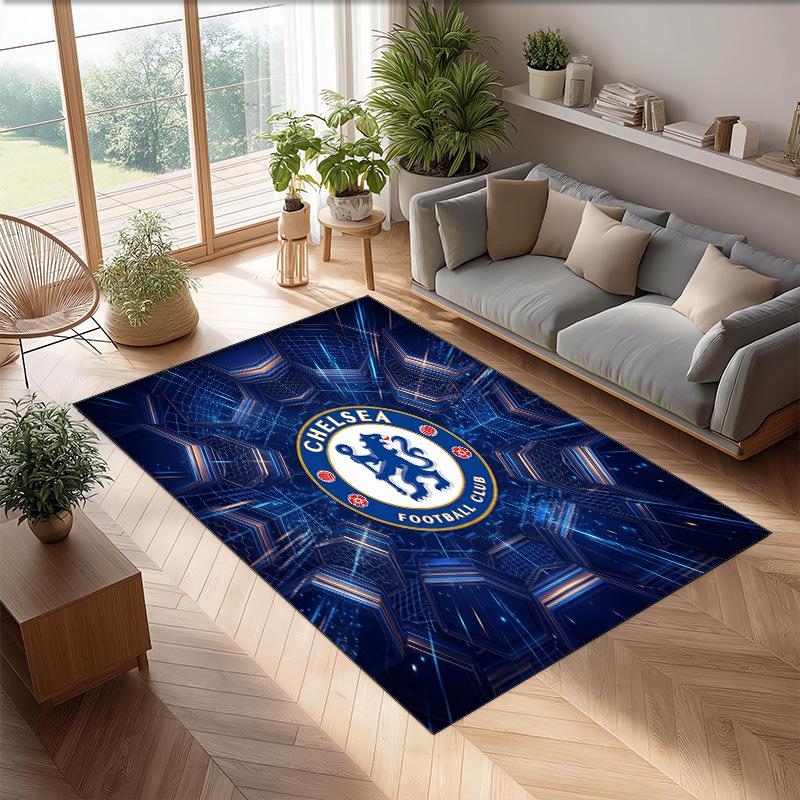 Tappeto in Flanella Stampato Chelsea FC Antiscivolo Morbido Poliestere Tappeto per Pavimento Tappetino Decorativo da Interno per Camera da Letto Soggiorno Divano Sala Giochi Decorazione Casa