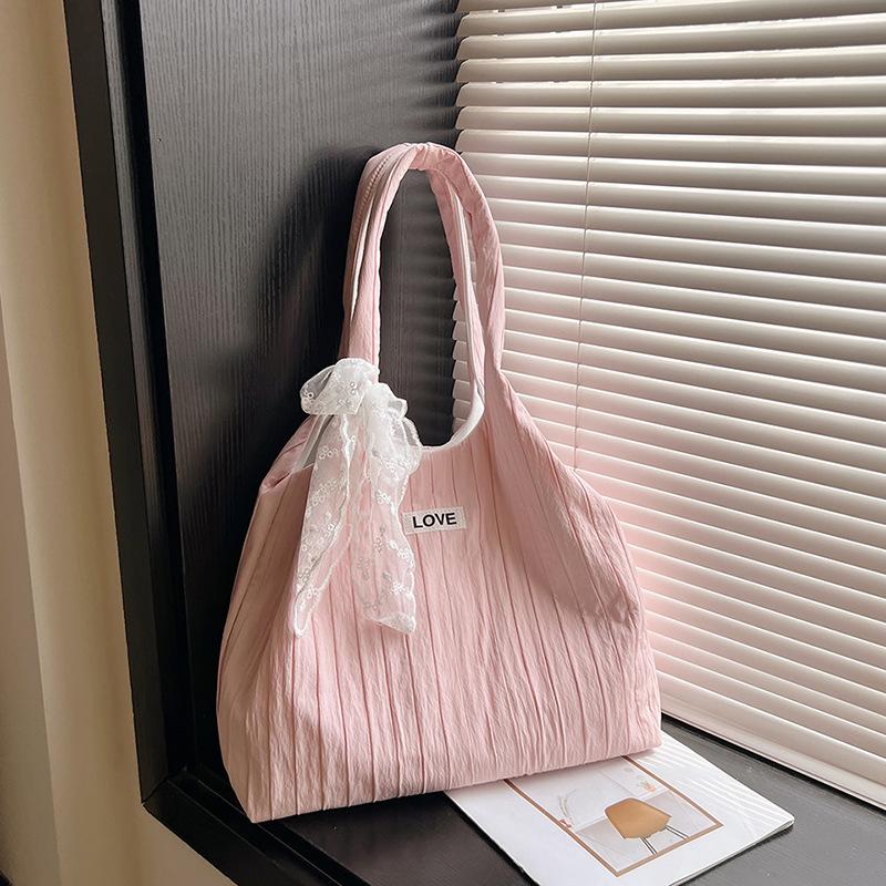 

Корейская большая сумка-тоут летняя текстурная тканевая сумка сумка женская модная сумка через плечо повседневная модная сумка через плечо розовый