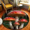 Illustration Style Mushroom Round Rug Mushroom Pattern Home Decor Carpet Soft Non-Slip Floor Mat for Living Room Bedroom