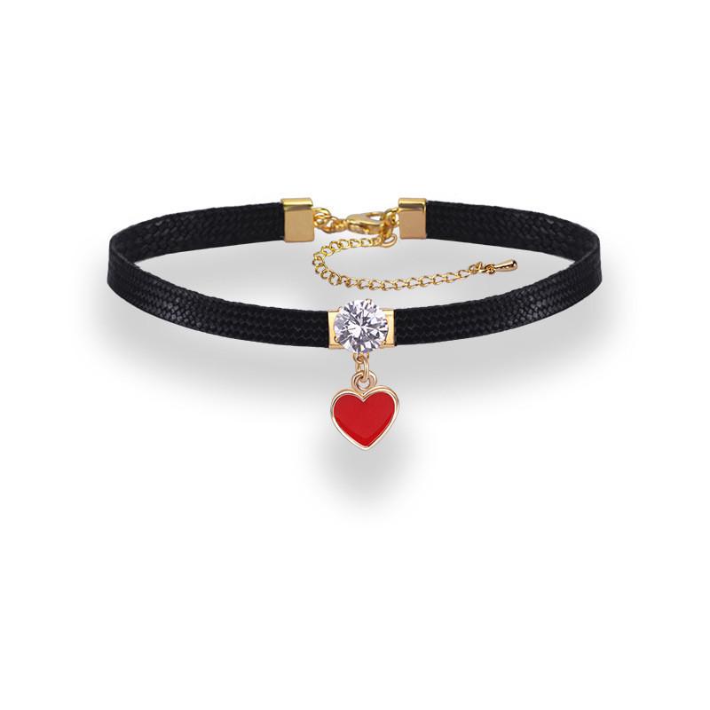 Womens Black Stylish Choker Necklace With Heart Design Ideal For Weddings And Travel