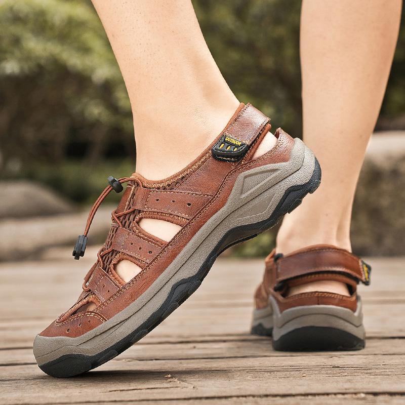 Mode Sommer Sandalen mit weicher Sohle Bequem und hochwertig Retro-Stil Freizeit Outdoor Strand Freizeit Business Büro Herrenschuhe