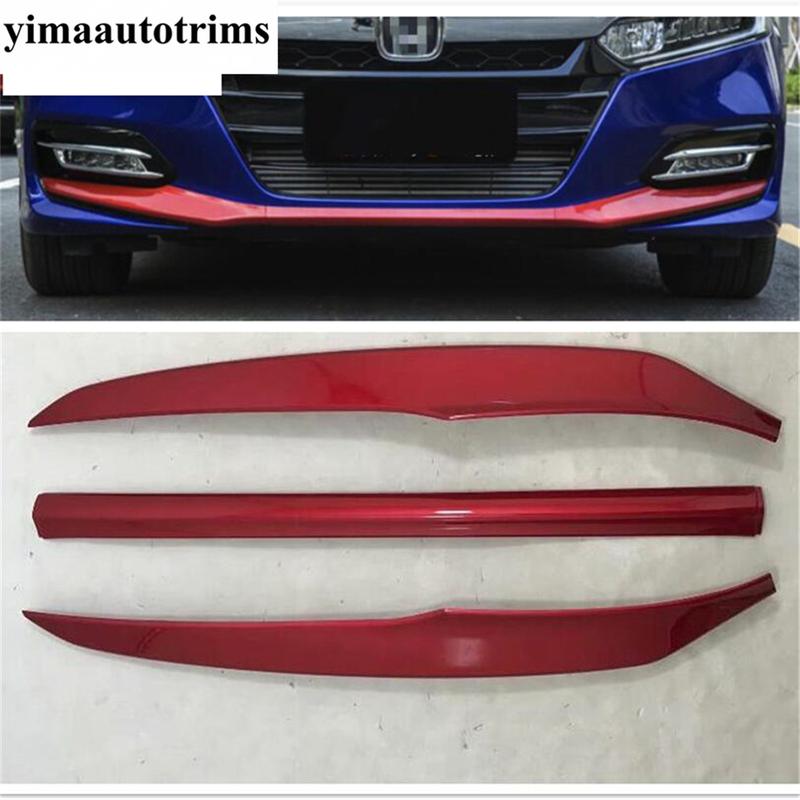 Car Front Bumper Bottom Panel Protection Cover Trim ABS Red /Carbon Fiber / Chrome Accessories For Honda Accord 10th 2018 -