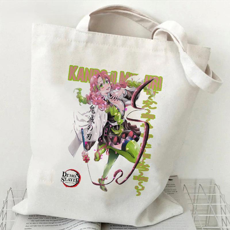 Japan Kanroji Mitsuri Demon Slayer Cartoon Printed Canvas Bag, Student Shoulder Bag/tote Bag for Class 7548
