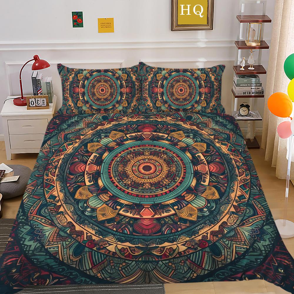 Seturi de lenjerie de pat de lux Textile de casă pentru fete Cuverturi de pilote Lenjerie de pat cu dimensiuni duble Mandala Decorare dormitor de rang înalt