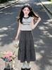 2026 Summer Girls' Sleeveless Top & Plaid Skirt Two-Piece Set