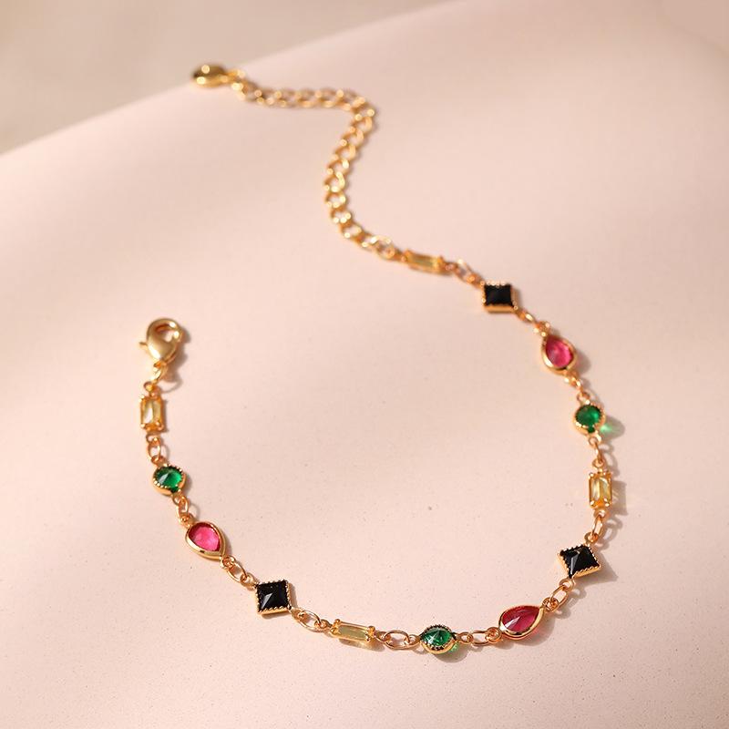 

Новый тренд Цвет Геометрический Ромб Квадрат Капля Форма Циркон Бисерные браслеты для женщин Девушка Мода Золотой Цвет Браслет Ювелирные Изделия Аксессуары Вечеринки