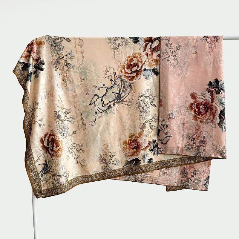 Chinese style fragrant cloud gauze square scarf silk scarf floralsprinting double-sided silk scarf shawl