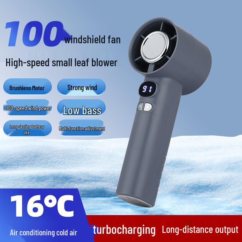 High-Speed USB Rechargeable Portable Mini Handheld Fan with 100-Speed Turbine Power for Strong Wind