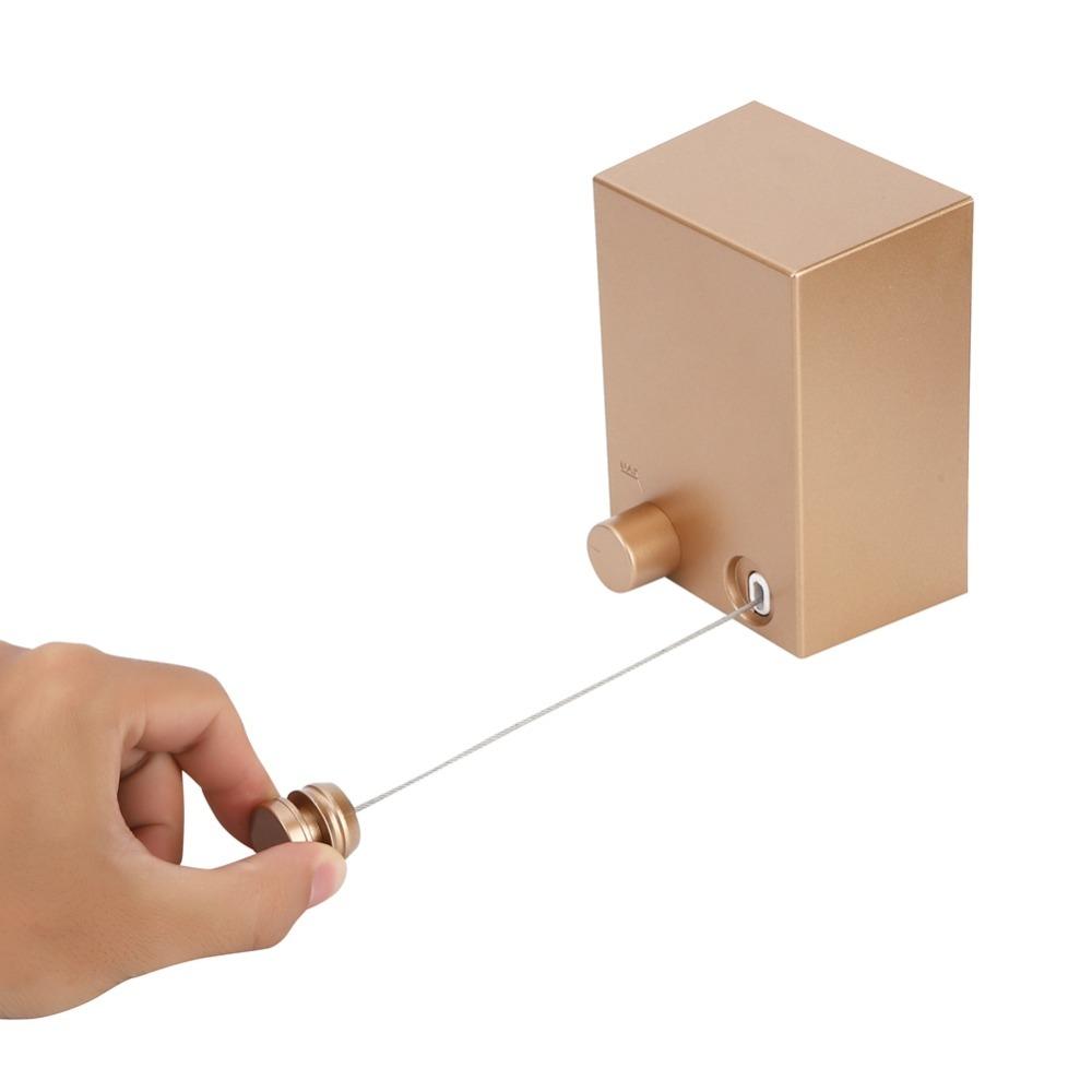 Retractable Laundry Drying Rope Gold Pink Steel Rope Clothesline Space-Saving золотой
