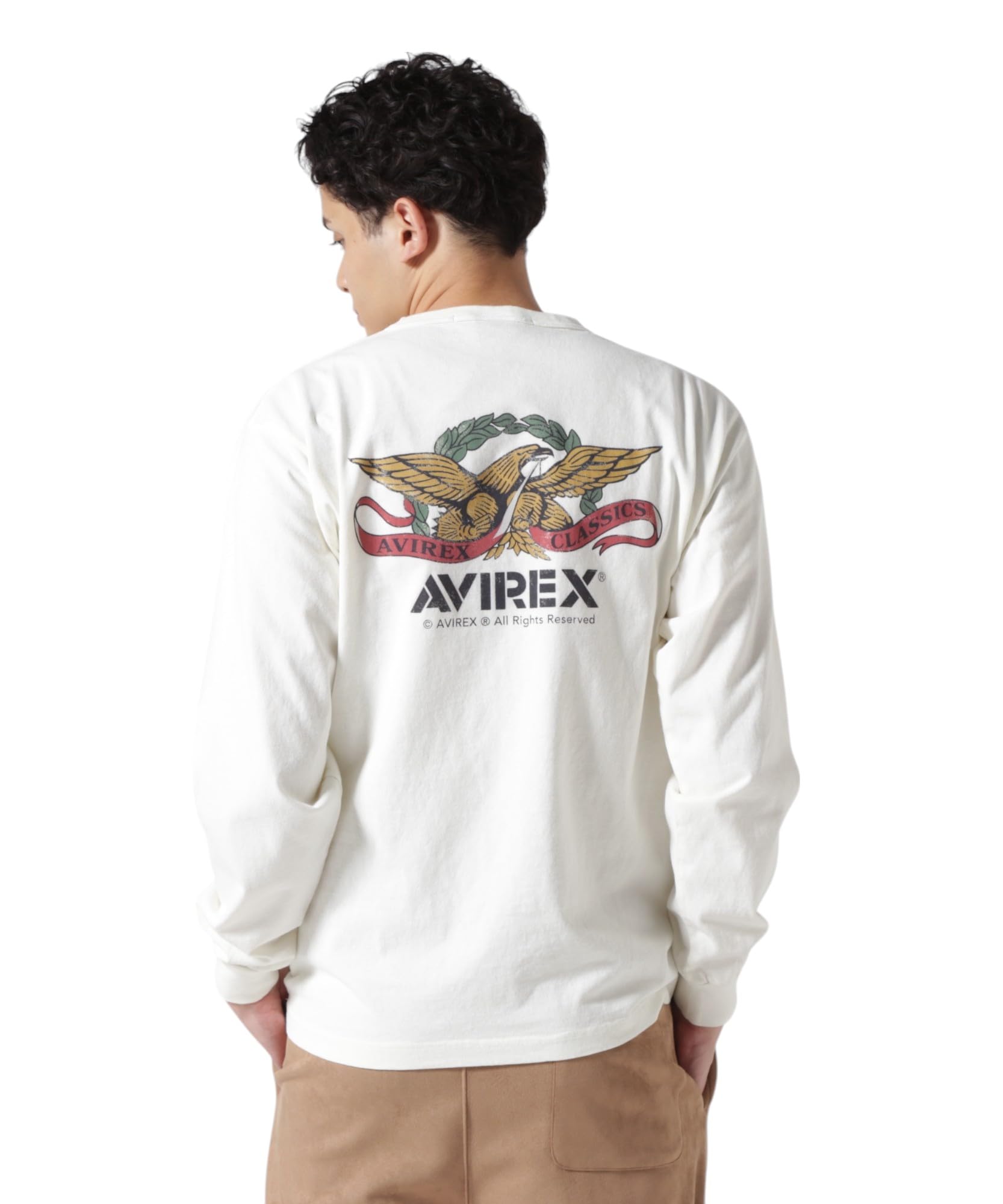 

AVIREX FADE WASH VINTAGE LABEL EAGLE T-SHIRT men s M off white 783-5130013