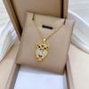 White Synthetic Zircon Owl Pendant Necklace for Women