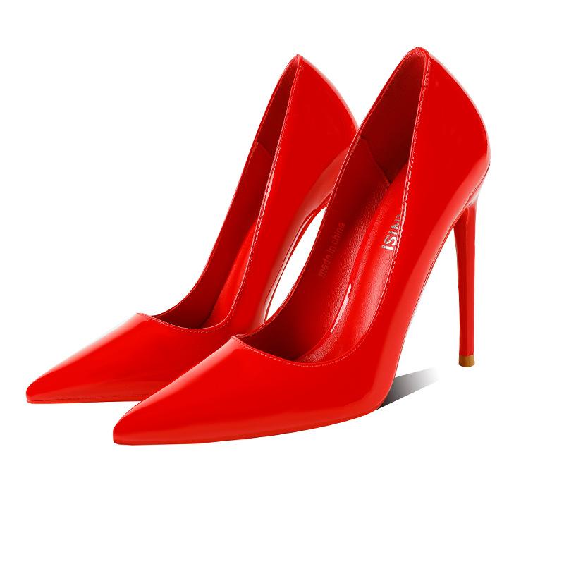 NEW Customize 12cm High Heels Pointed Toe Genuine Leather Stilettos Black Red Lining High Quality Pumps Wedding Elegant Shoes