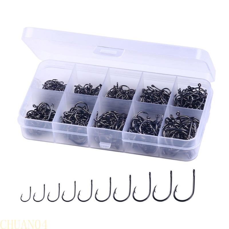 A1A2 100/500pcs Steel Barbed Fish Hooks Saltwater Freshwater Fishing Hooks Durable