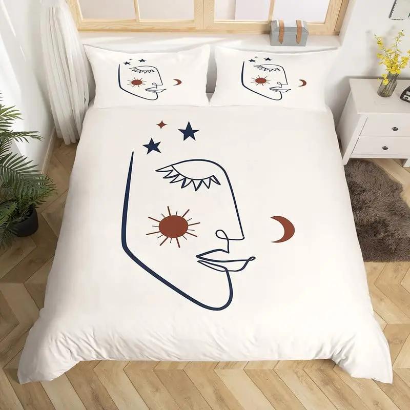 

Comforter Abstract Woman Face King Full Bedding Set Modern Boho Minimalist Art Aesthetic Polyester Comforter Comforter (quilt)-EU Single(135*200cm)3pcs