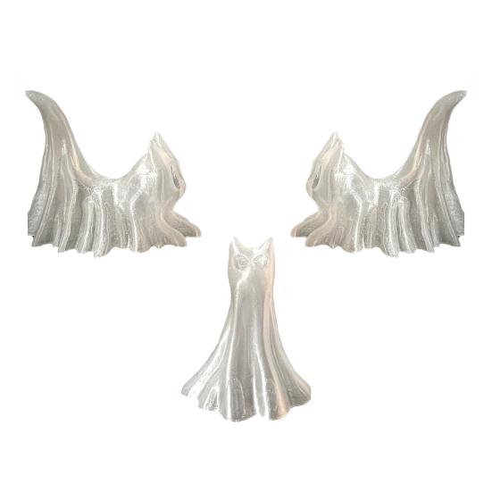 3 Pcs Ghost Cat Figurine Glow-in-the-Dark Ghost Kitten Statue Halloween Ghost Decoration