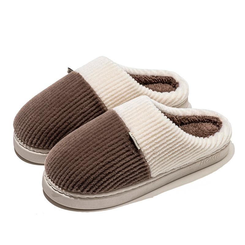 

Double spell stepping on shit cotton slippers autumn and winter indoor home use warm and velvet thick-soled couple wedding shoes size 44-45 [shoes are 1-2 sizes smaller]