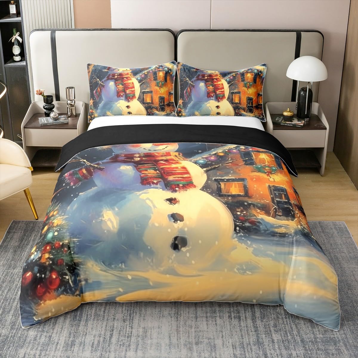 

Kids Cartoon Penguin Duvet Cover King Size Cute Wild Animal Winter Christmas Decoration Bedding Set Bedroom Decoration 3 Pcs EU Single(135x200cm)