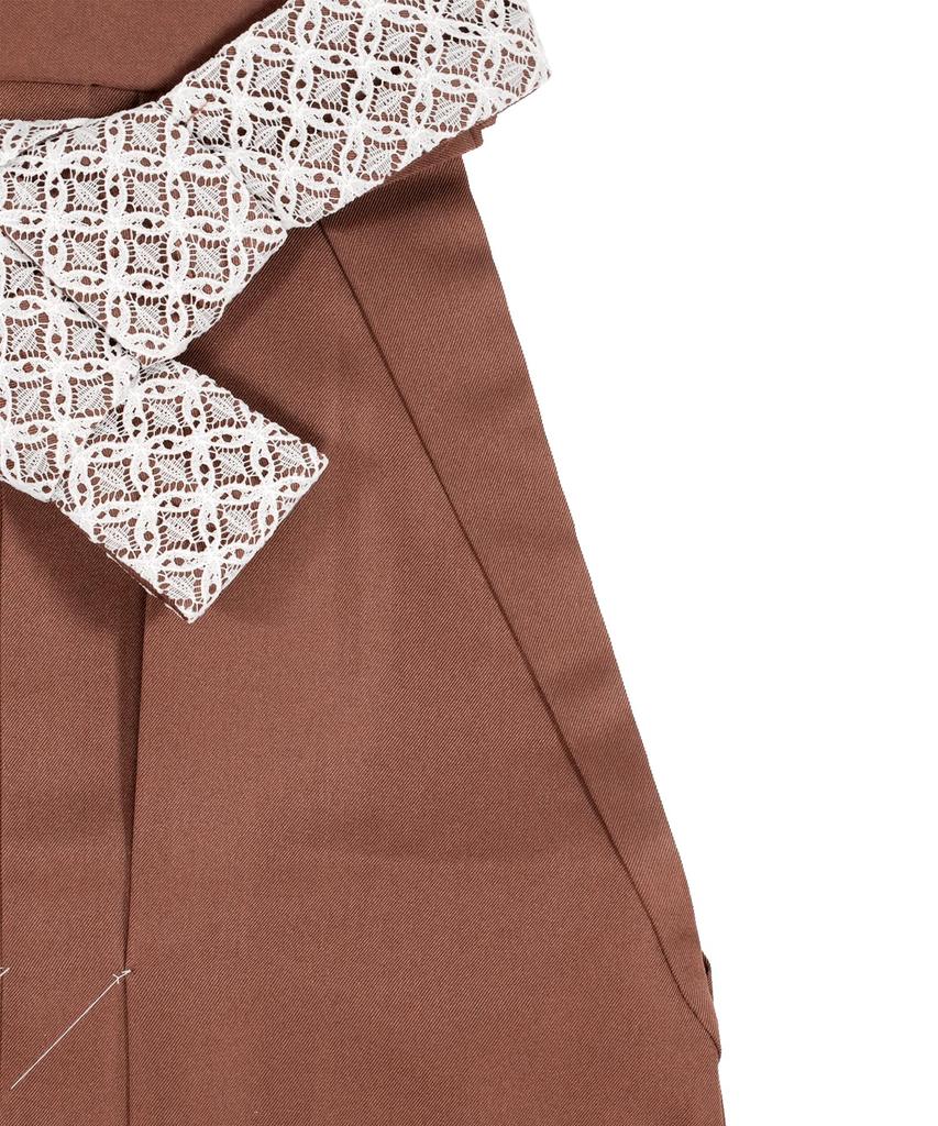 Graduation Hakama with Lace Single Junior Chestnut [KYOETSU] Cord, Plain, Piece, (18. Brown, 91cm)