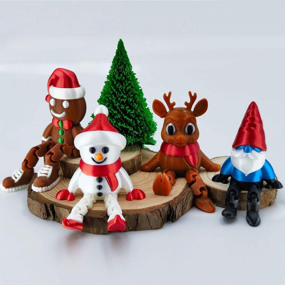 Cute 3D Printing Christmas Decoration Snowman Elk Santa Claus Xmas Pendant Desktop Toys Ornaments Festive Collection