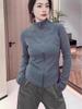 Solid Color Warm Fleece Stand Collar Jacket with Double Zipper and Slim Waist