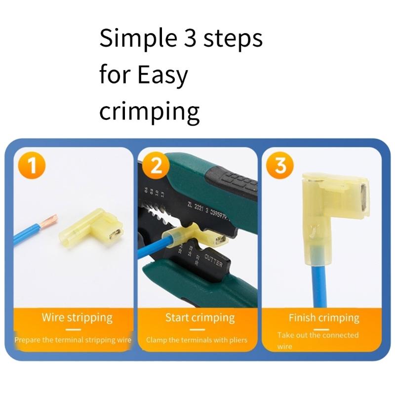 Practical Automotive Wiring Set 80Pcs Right Angled Flag Terminals Insulated Spade Connectors for Secure Connection