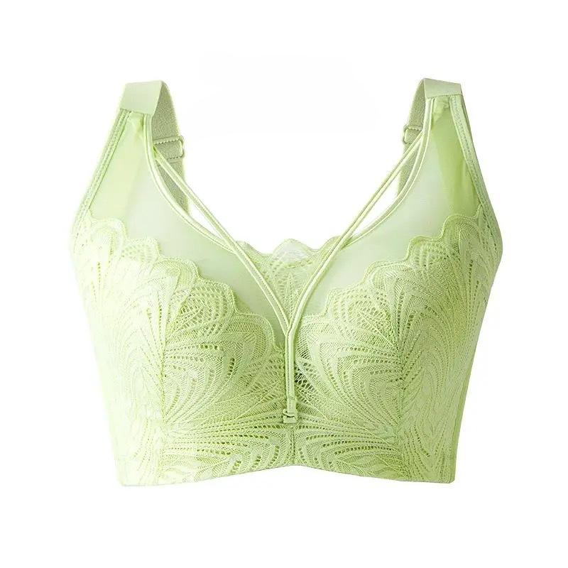 Dünner BH Damen Sammel-BH Große Größe Große Cup All Inclusive Verstellbarer Brust-BH und Doppelreihenverschluss-BH