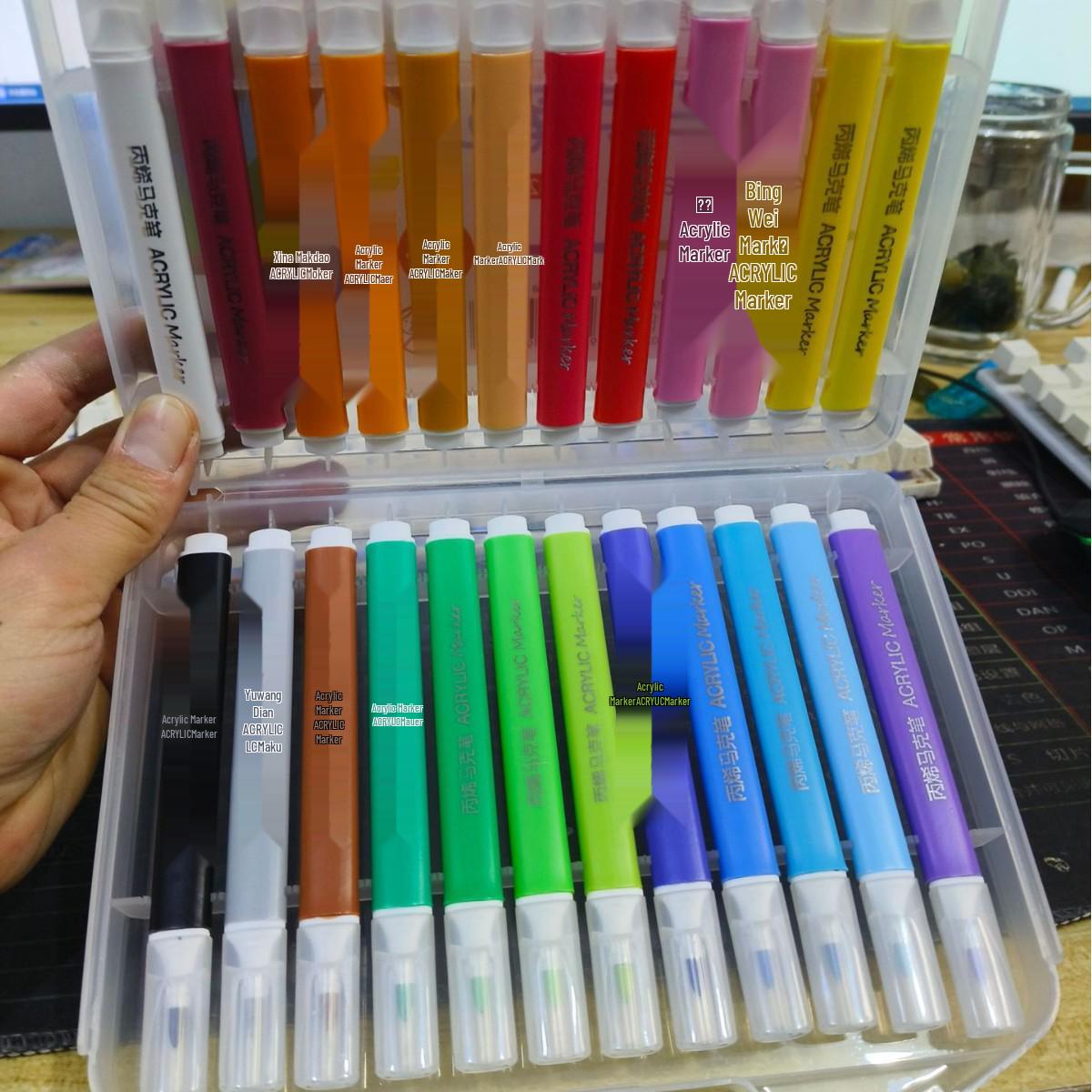 Washable Triangular Acrylic Marker Pen Set - 36/48 Colors for Opaque Art & Painting