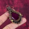 Faceted Kashmir Ruby Pendant Dainty Gemstone Pendant Copper Wire Wrapped Jewelry
