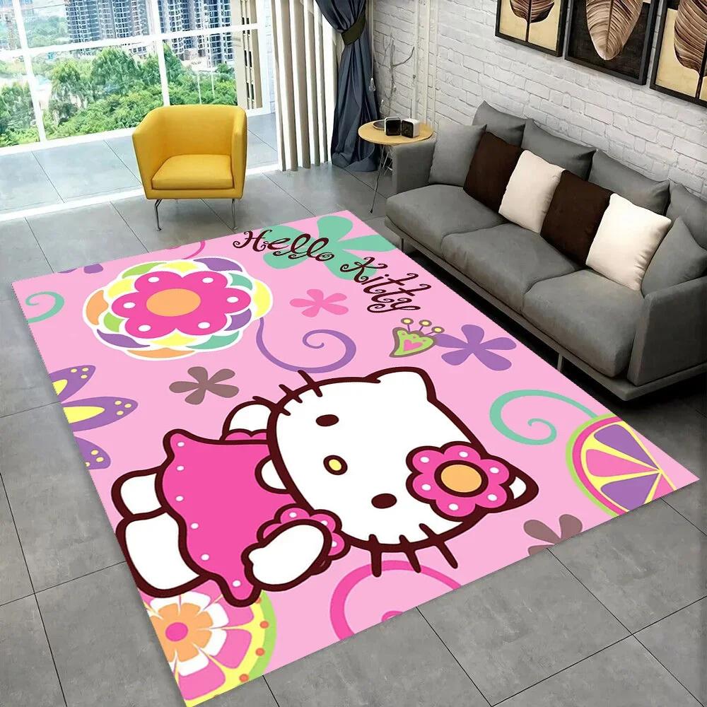 Sanrio Cartoon Girl Carpet New Hello Kitty Cat Rug for Bedroom Living Room Home Sofa Decor Children Crawling Mat