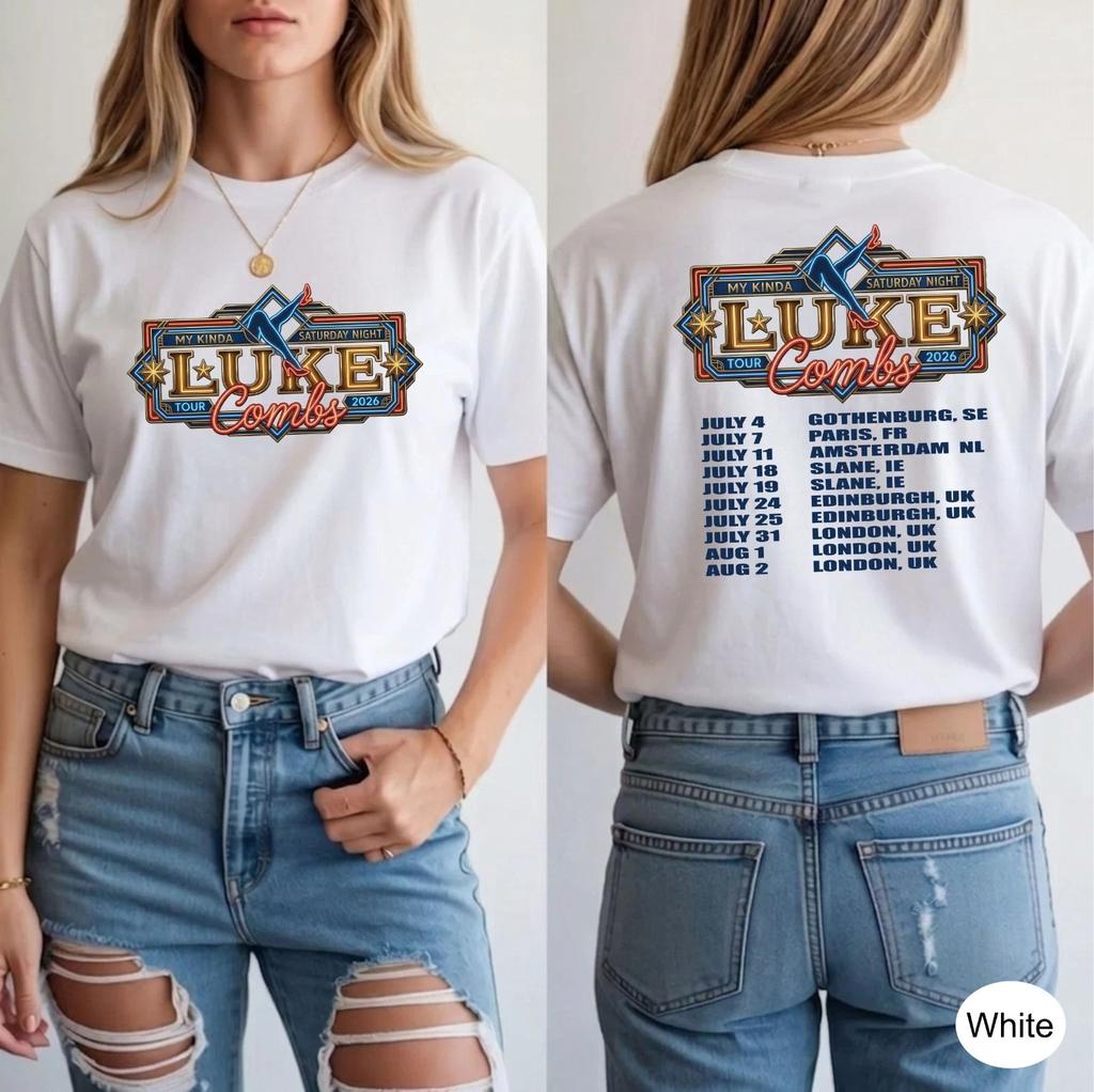 Luke Combs My Kinda Saturday Night Tour 2026 T-Shirt Double Sided Fan Tee