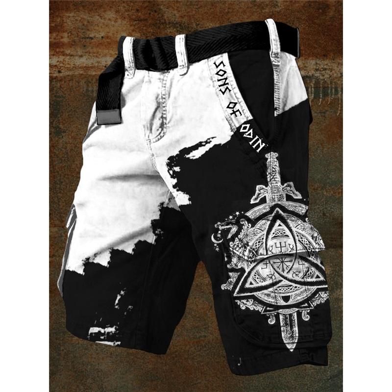 Men's Summer New Style European And American Style Halloween 3D Digital Printing Exaggerated Shorts Zipper Strange Pants