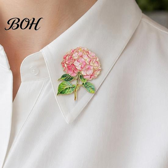 Hydrangea Flower Brooch Pin, Enamel Shape Lapel Polished Edges Backpack Artistic Floral Decorative Badge for Coat Collars Scarves Canvas Bags Colorful