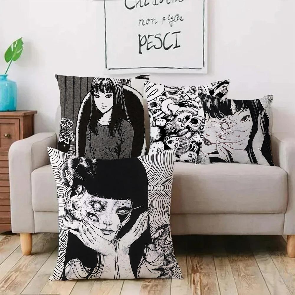 Classic manga For T-Tomie Pillow Covers Cartoon Sofa Decorative Home Double-sided Printing Short Plush Cute Cushion Cover