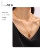 French-Inspired Oval Tiger Eye Pendant Necklace - 18K Gold-Plated Titanium Steel