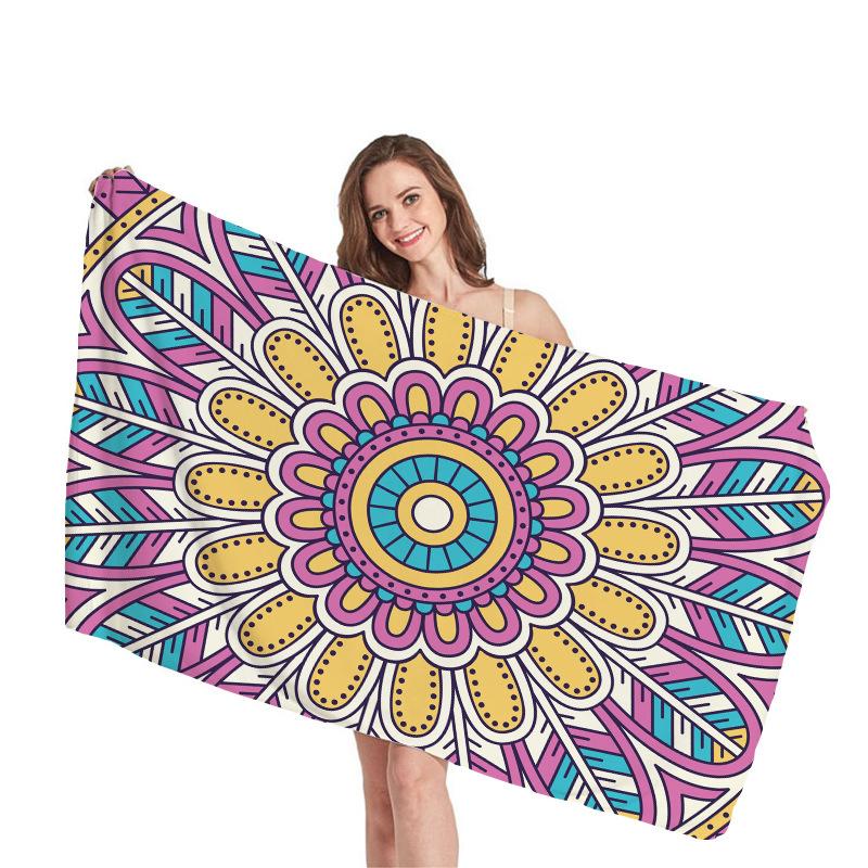 

Mantra geometric pattern digital-printed polyester Superfine fiber double-sided fleece Beach vacation bath towel, beach towel W40*H60(CM)