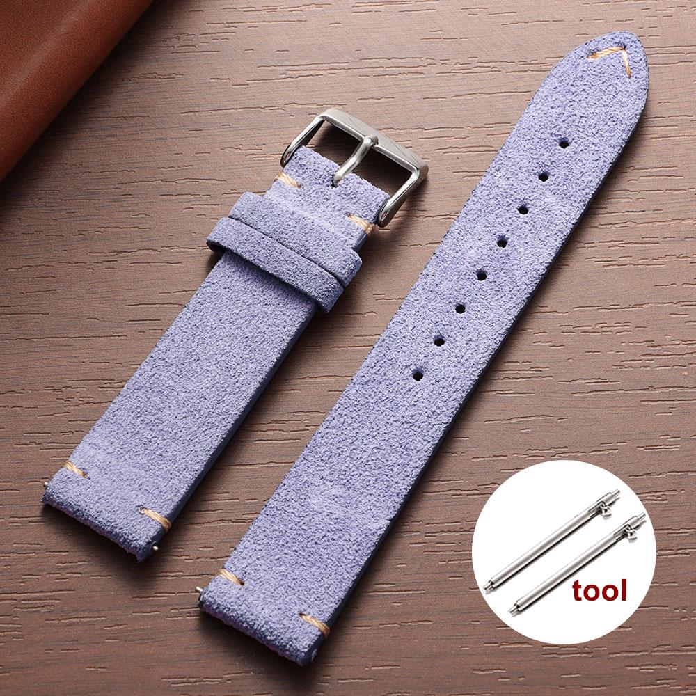 Vintage Soft Suede Leather Straps 14/16/18/20/22mm Watch Band for Omega Quick Release Calfskin Bracelet Men & Women Accessories