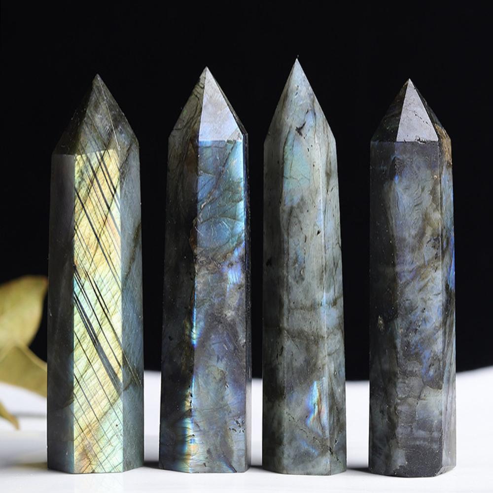8-15Cm Large Size Natural Labradorite Tower Point Obelisk Ornament For Home Room Living Room Office Decor Christmas Gift