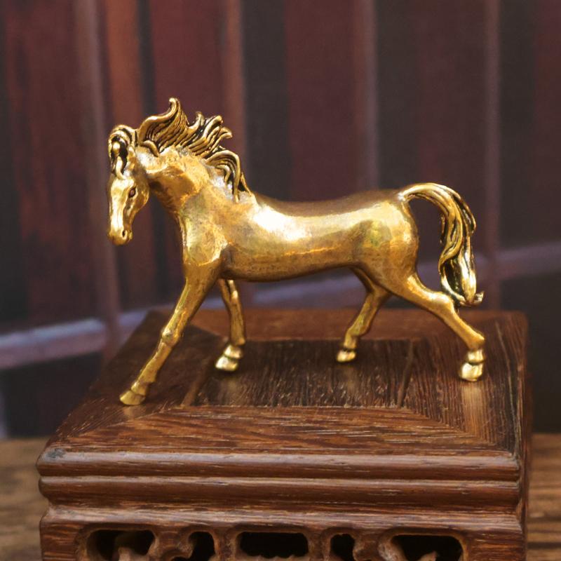 1PC Creative Brass Horse And Monkey Cute Statue Key Chain Pendant Home Office Desktop Ornaments Funny Toys