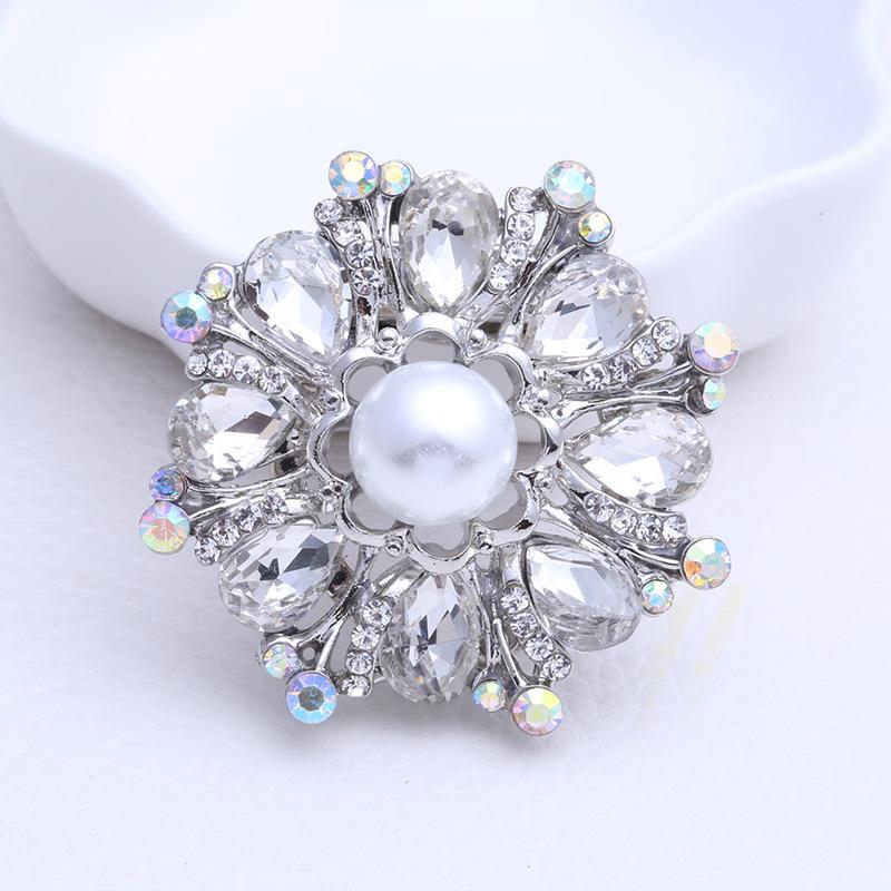 Dual -Purpose Silk Scarf Buckle Colorful Glass Silk Scarf Buckle Rhinestone Brooch Multi -Purpose Four -Color Optional Flower Shape