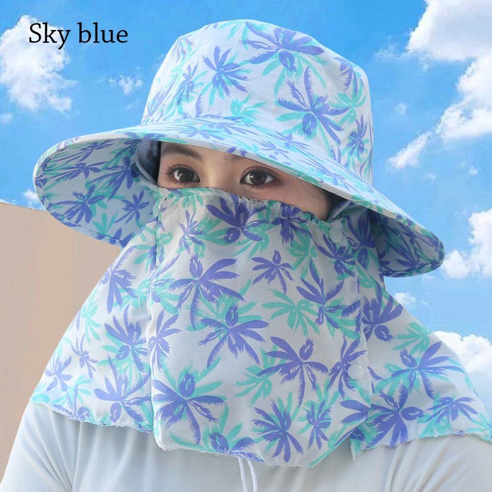 

Открытый защитный чехол для лица и шеи, УФ-защита, рыболовная кепка, дышащая солнцезащитная шляпа для женщин небесно-голубой