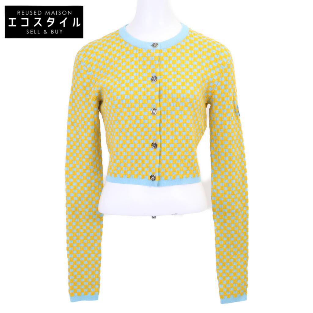 LOUIS VUITTON Checkered knit cardigan for Fall/Winter 2014 Jacket S Yellow x blueUsed