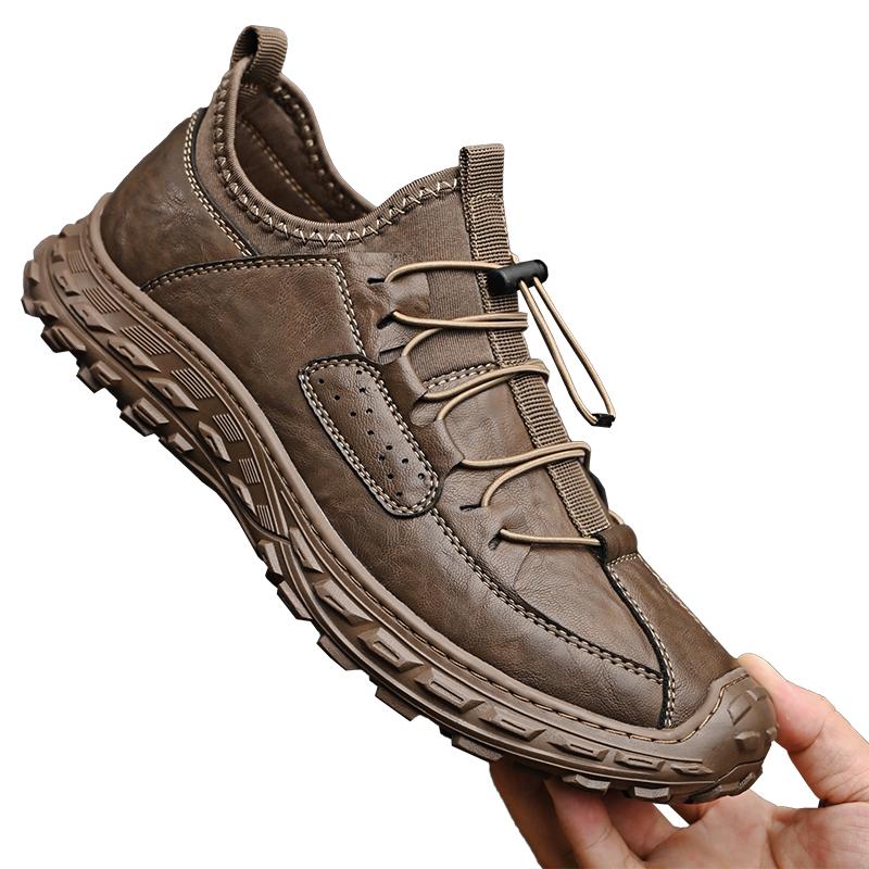 Fashion Leather Shoes Man Casual Loafers Luxury Design Slip On Male Dress Shoes Leisure Style Big Size Outdoor Wear-resistant Sole