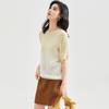 Autumn women's round neck short sleeved solid color gradient commuting versatile knitted wool sweater pullover top