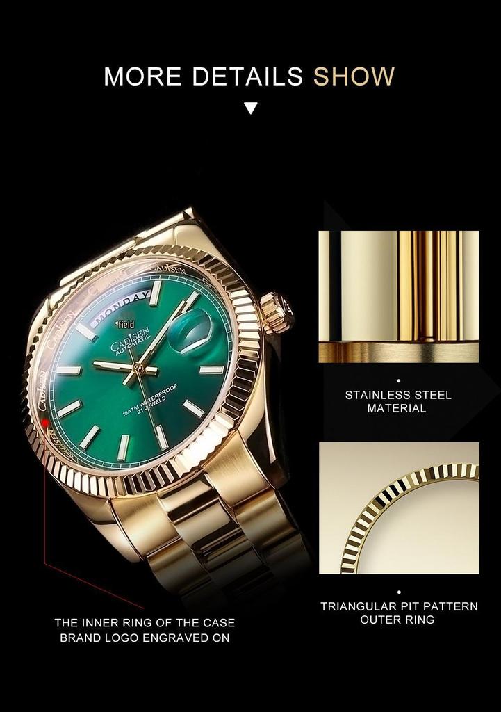 Cardison Men's Mechanical Watch - Fashion Casual, Waterproof, Luminous, Fully Automatic with Japan 8205 Movement