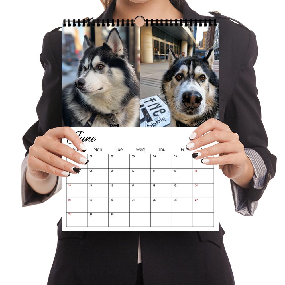 1pc Cute Puppy Wall Calendar - Pet Dog Theme, 12 Different Designs, Suitable for Dog Lovers, Christmas and New Year Gifting